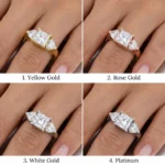Princess Cut Diamond Ring with Heart-Cut Accent Diamonds in 18K Gold - Image 2