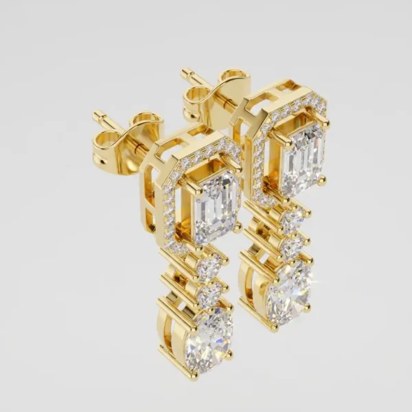 Mixed Cut Diamond Drop Earrings
