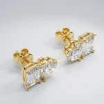Emerald & Heart Shape Diamond Duo Stud Earrings