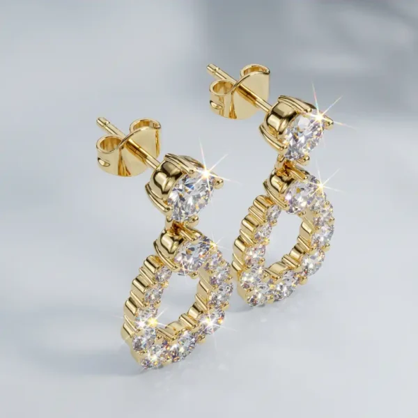 Round Teardrop Diamond Earrings