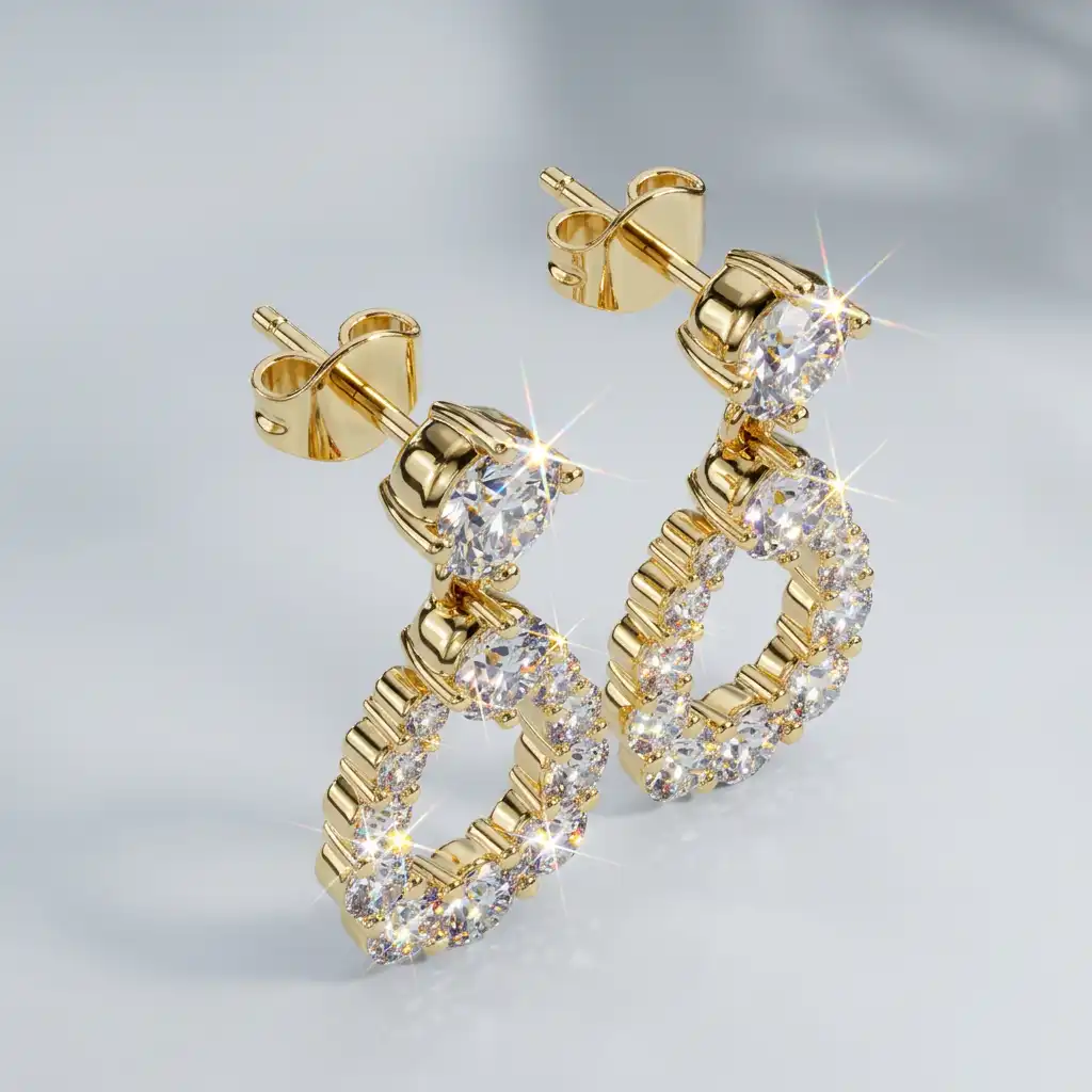 Round Teardrop Diamond Earrings