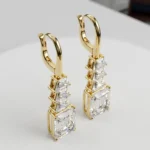 Elegant Cascading Step-Cut Emerald Diamond Earrings