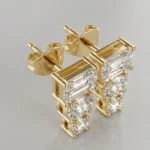 Mixed Cut Lab Grown Diamond Drop Stud Earrings