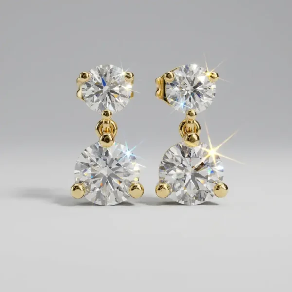 Classic Round Diamond Drop Earrings