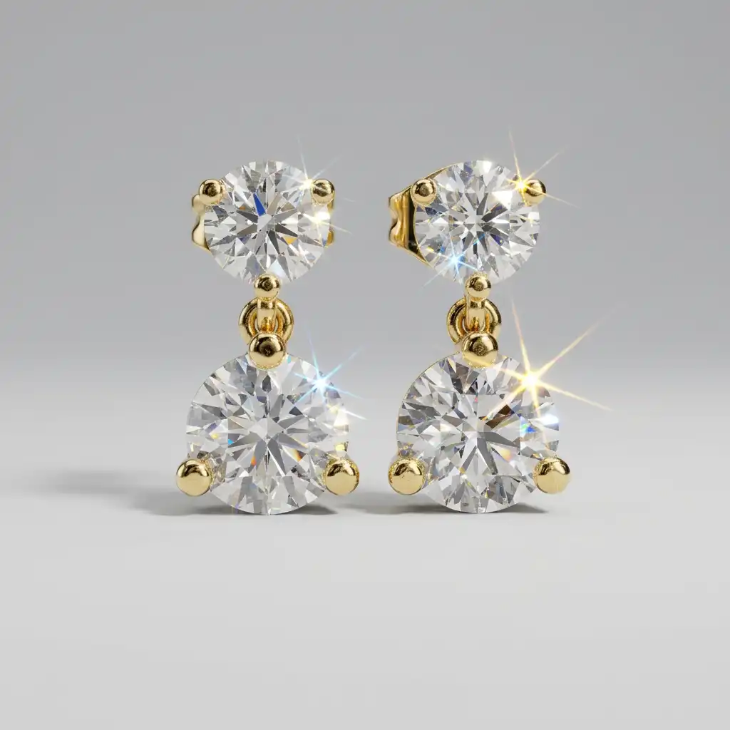 Classic Round Diamond Drop Earrings