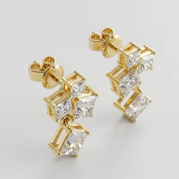 Princess Cut Diamond Cascade Earrings