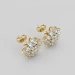 Marquise and Round Diamond Floral Stud Earrings