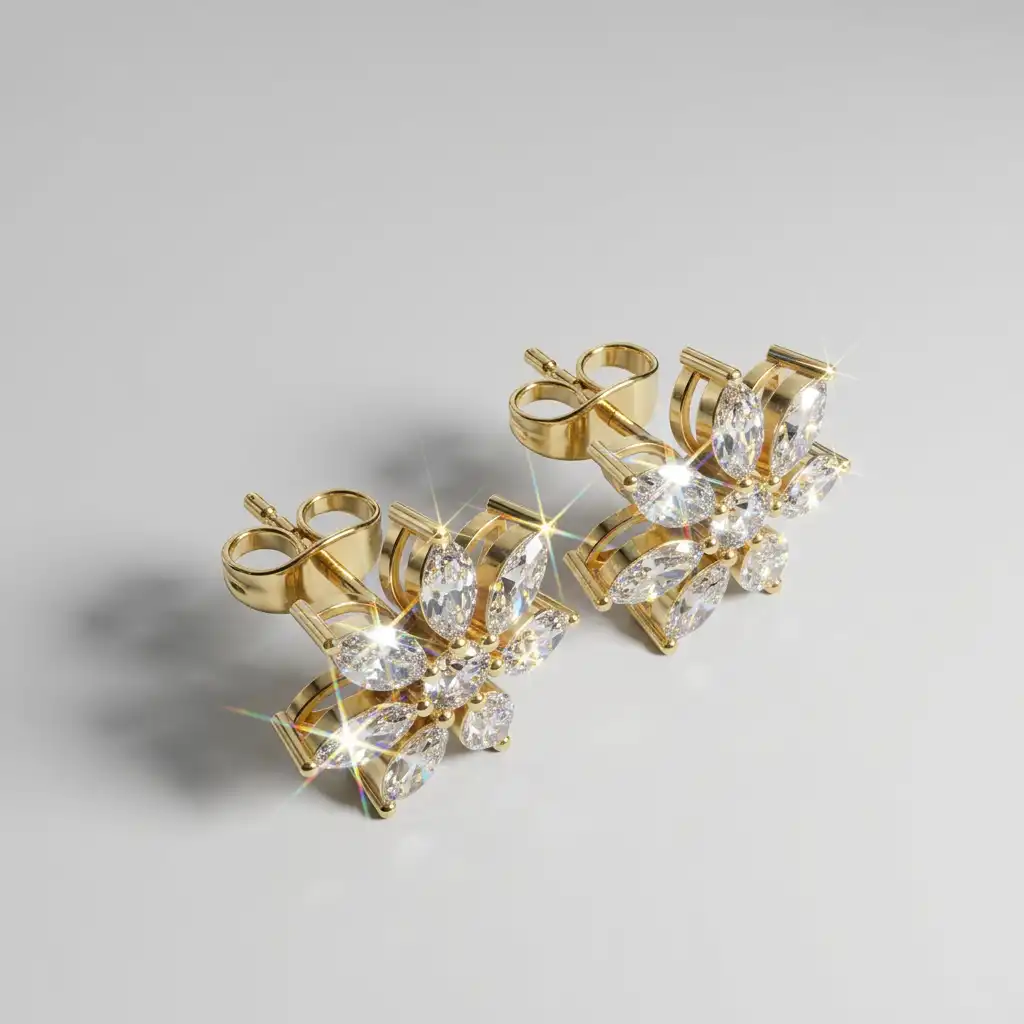 Marquise Petal Floral Cluster Stud Earrings