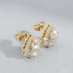 Pear Cut Diamond Crown Cluster Stud Earrings