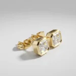 Asscher Cut Diamond Solitaire Stud Earrings