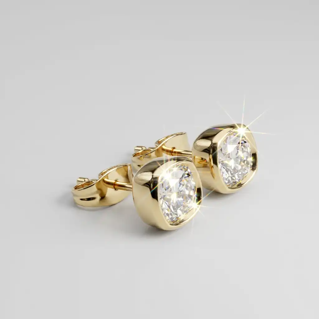 Cushion Cut Diamond Solitaire Stud Earrings