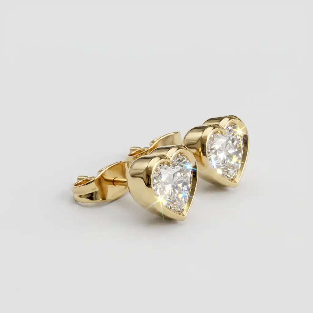 Heart Cut Diamond Solitaire Studs