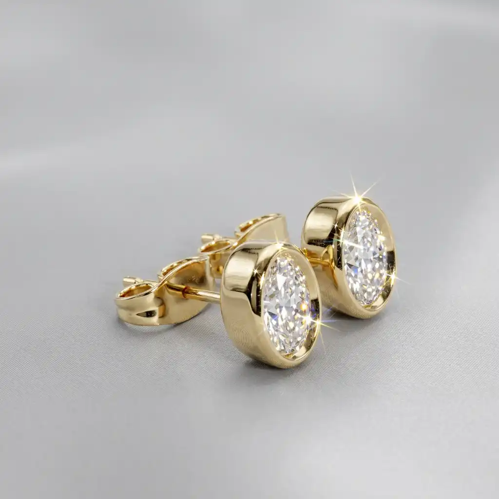 Oval Diamond Solitaire Stud Earrings