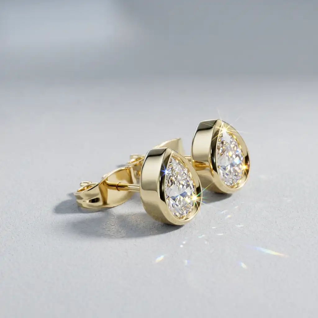 Pear Cut Diamond Solitaire Stud Earrings