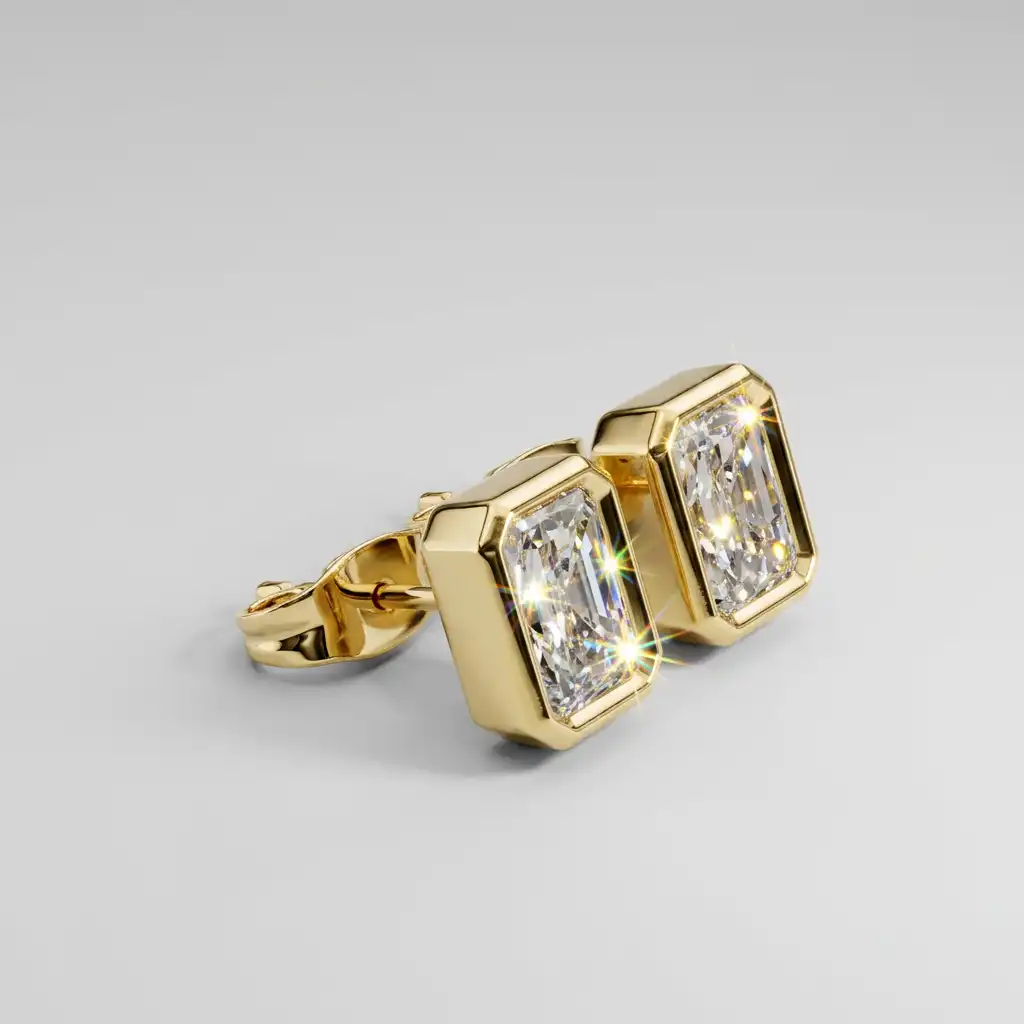Radiant Cut Diamond Solitaire Stud Earrings