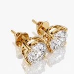 Round Brilliant Diamond Stud Earrings in 14K \ 18K Gold | Lab Grown
