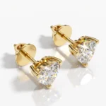 Heart Cut Diamond Solitaire Earrings in 14K \ 18K Gold