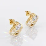 Round Diamond Geometric Jacket Stud Earrings