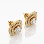 Round Lab Diamond Double Halo Stud Earrings