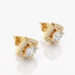 Round Cut Diamond Arch Frame Stud Earrings