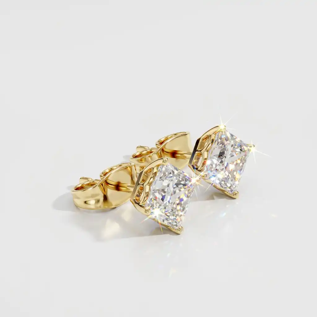 Princess Cut Diamond Solitaire Studs
