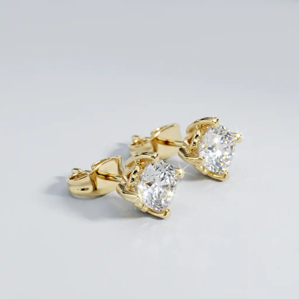 Round Cut Diamond Solitaire Stud Earrings