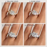 3 Carat Asscher Cut Three-Stone Diamond Ring in Platinum/Gold - Image 2