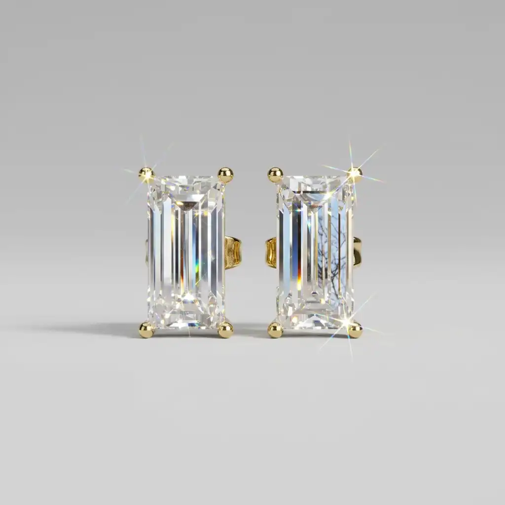 Emerald Cut Diamond Solitaire Earrings