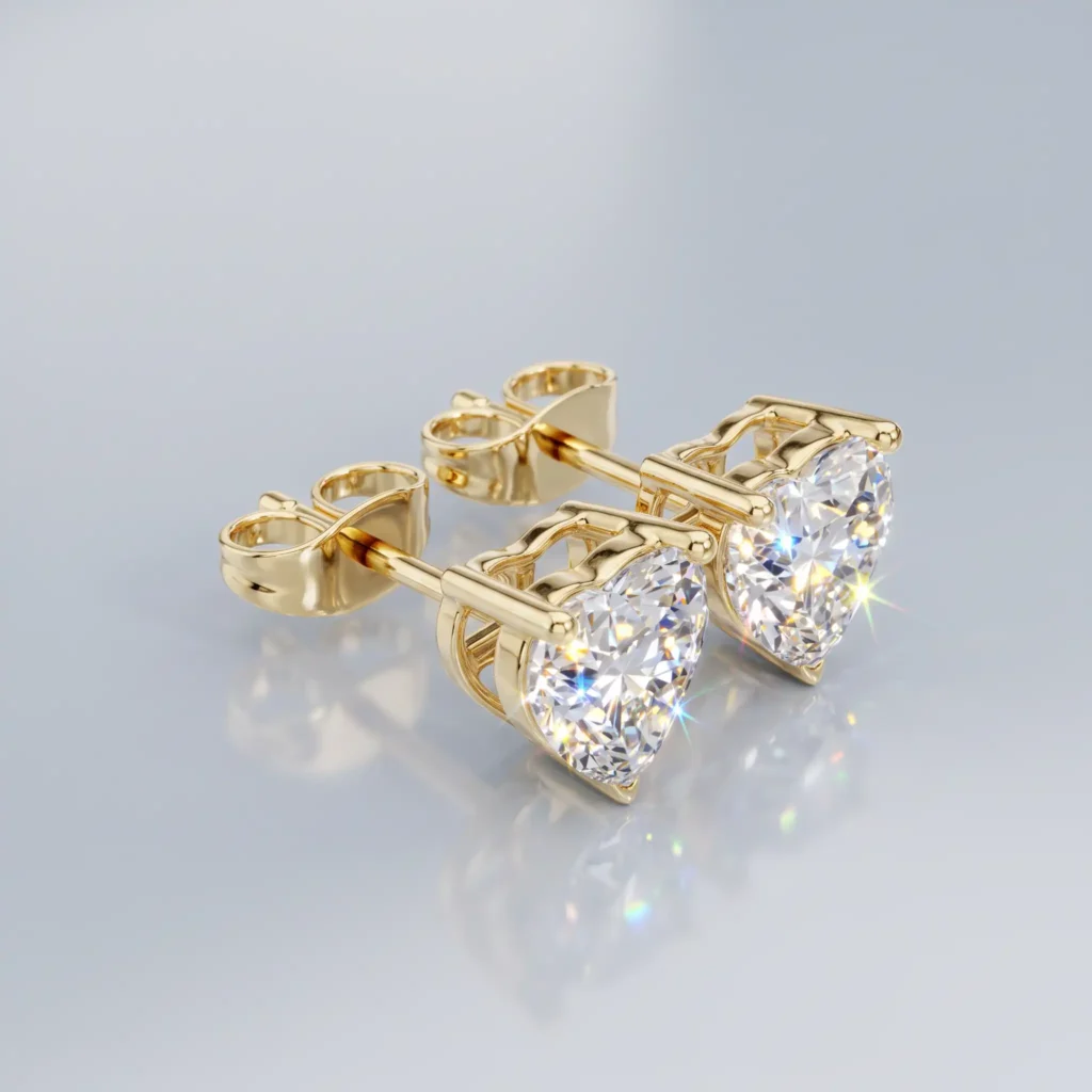 Heart Shape Diamond Stud Earrings