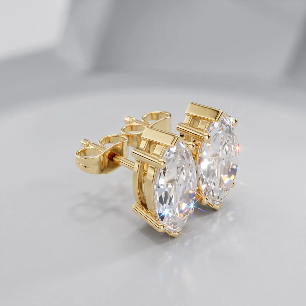 Marquise Cut Diamond Stud Earrings