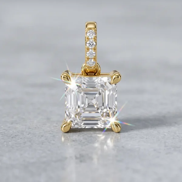 Asscher Cut Lab Grown Diamond Solitaire Pendant