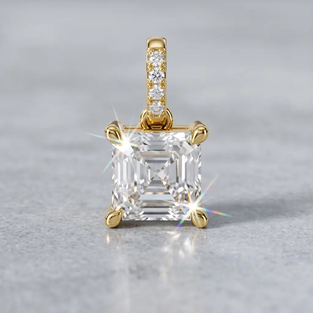 Asscher Cut Lab Grown Diamond Solitaire Pendant
