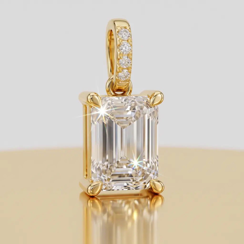 Emerald Cut Lab Diamond Solitaire Pendant