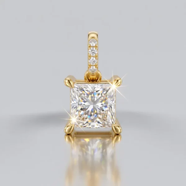 1 CT Princess Cut Lab Grown Diamond Solitaire Pendant
