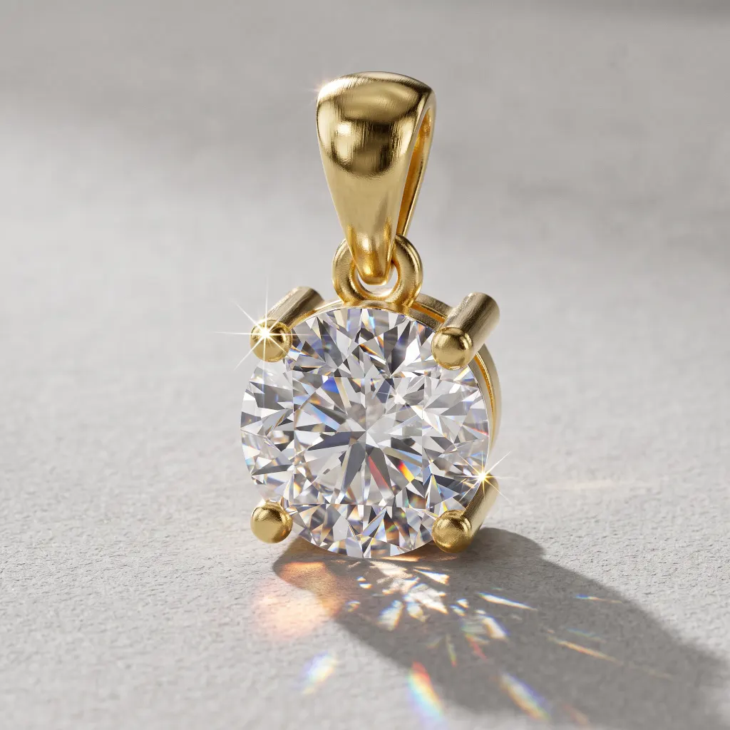 Round Cut Diamond Solitaire Pendant