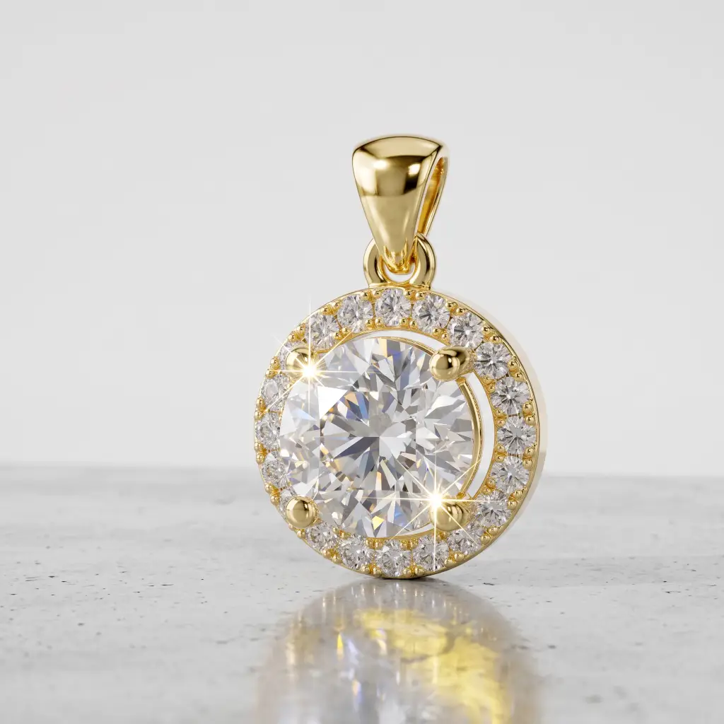 Round Brilliant Cut Diamond Halo Pendant